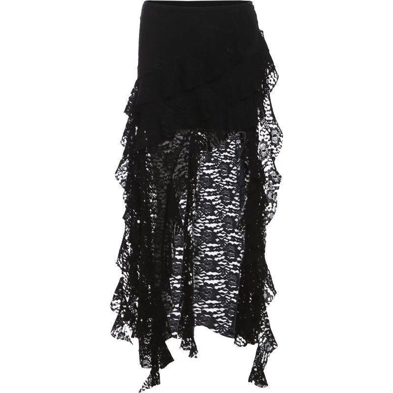 VALVE2K RAVEN LACE CASCADE SKIRT
