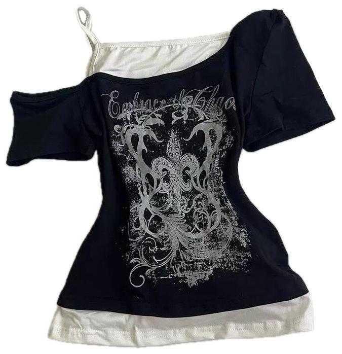 VALVE2K CHAOS LAYERED OFF-SHOULDER TEE