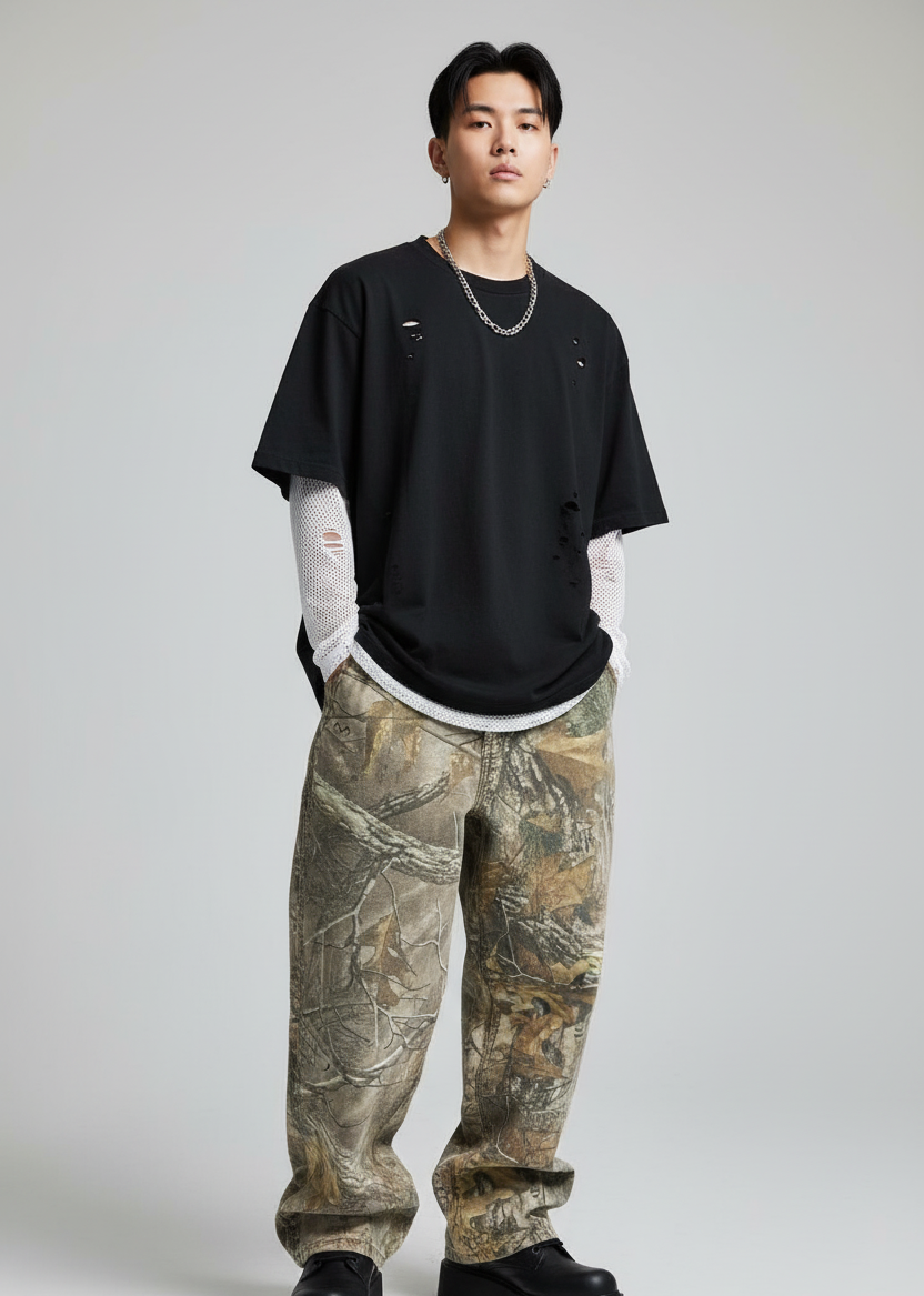 VALVE2K WOODLAND CAMO BAGGY PANTS
