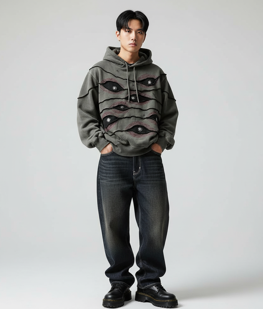 VALVE2K EYE SLASH DISTRESSED HOODIE