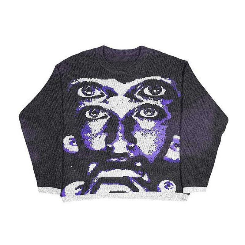 VALVE2K MULTI-EYE FACE KNIT SWEATER