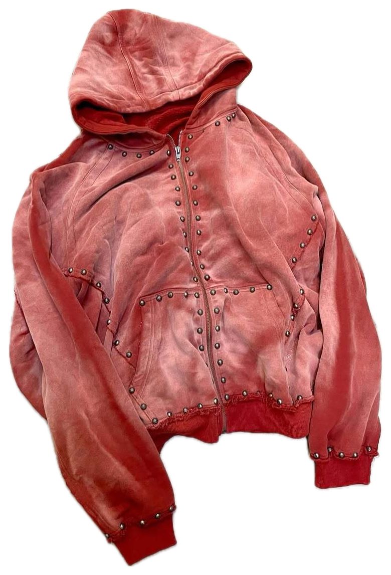 VALVE2K STUDDED WASHED VELOUR ZIP HOODIE