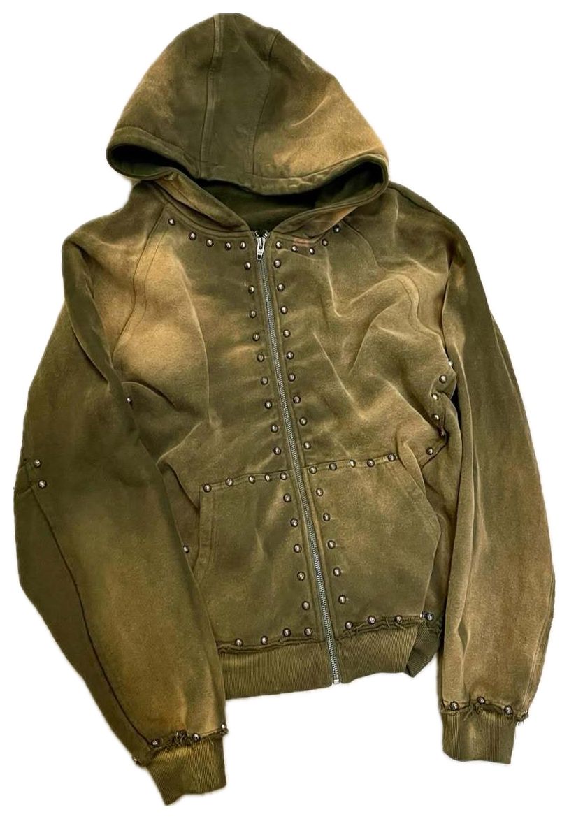 VALVE2K STUDDED WASHED VELOUR ZIP HOODIE