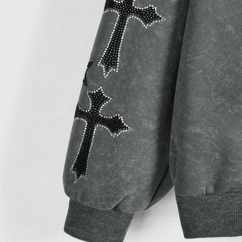 VALVE2K ANGEL CROSS FUR-TRIM ZIP HOODIE