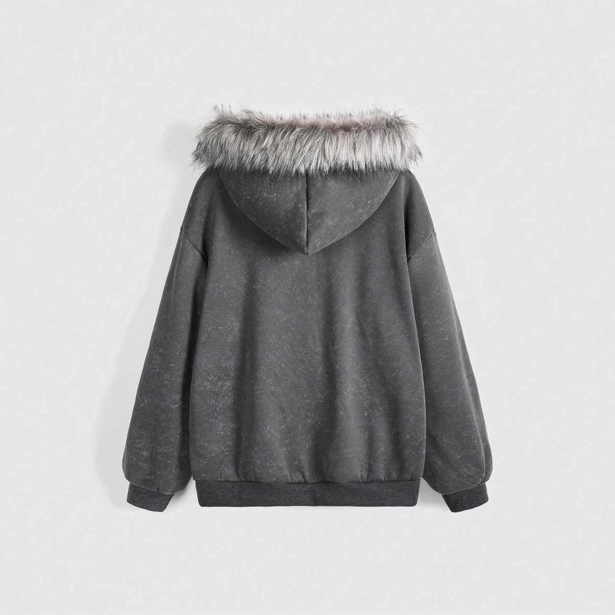 VALVE2K ANGEL CROSS FUR-TRIM ZIP HOODIE